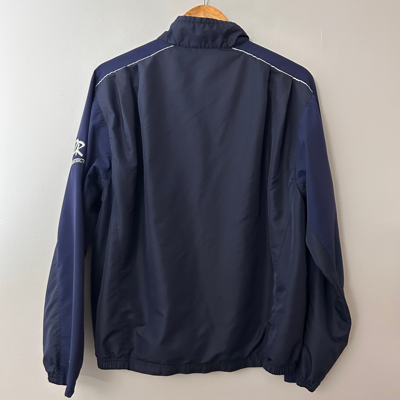 Zero Restriction Tour Series Mens Medium Navy Blue Golf Jacket 1/4 Zip Pockets