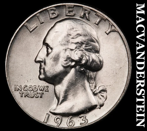 1963-D Washington Quarter- Silver- Choice Gem Brilliant Unc Luster #J2485