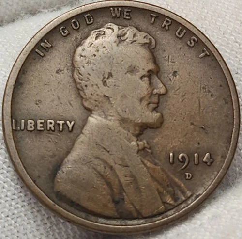 🔑 1914 D Lincoln Wheat Cent Penny - VG Very Good - Key Date - 1c Coin, LC-165