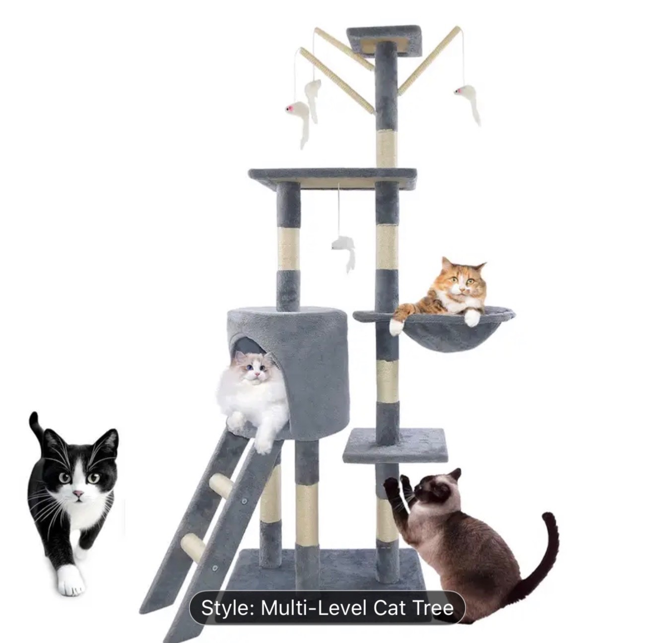 Large Cat Tree Tower Bed Activity Centre Cat Climbing Multilevel Scratching Post