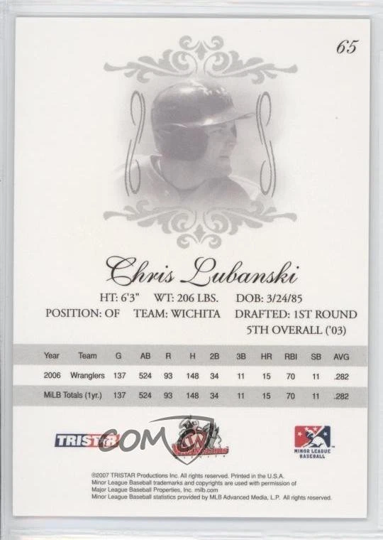 2007 TRISTAR Elegance Chris Lubanski #65 - Image 2 of 2