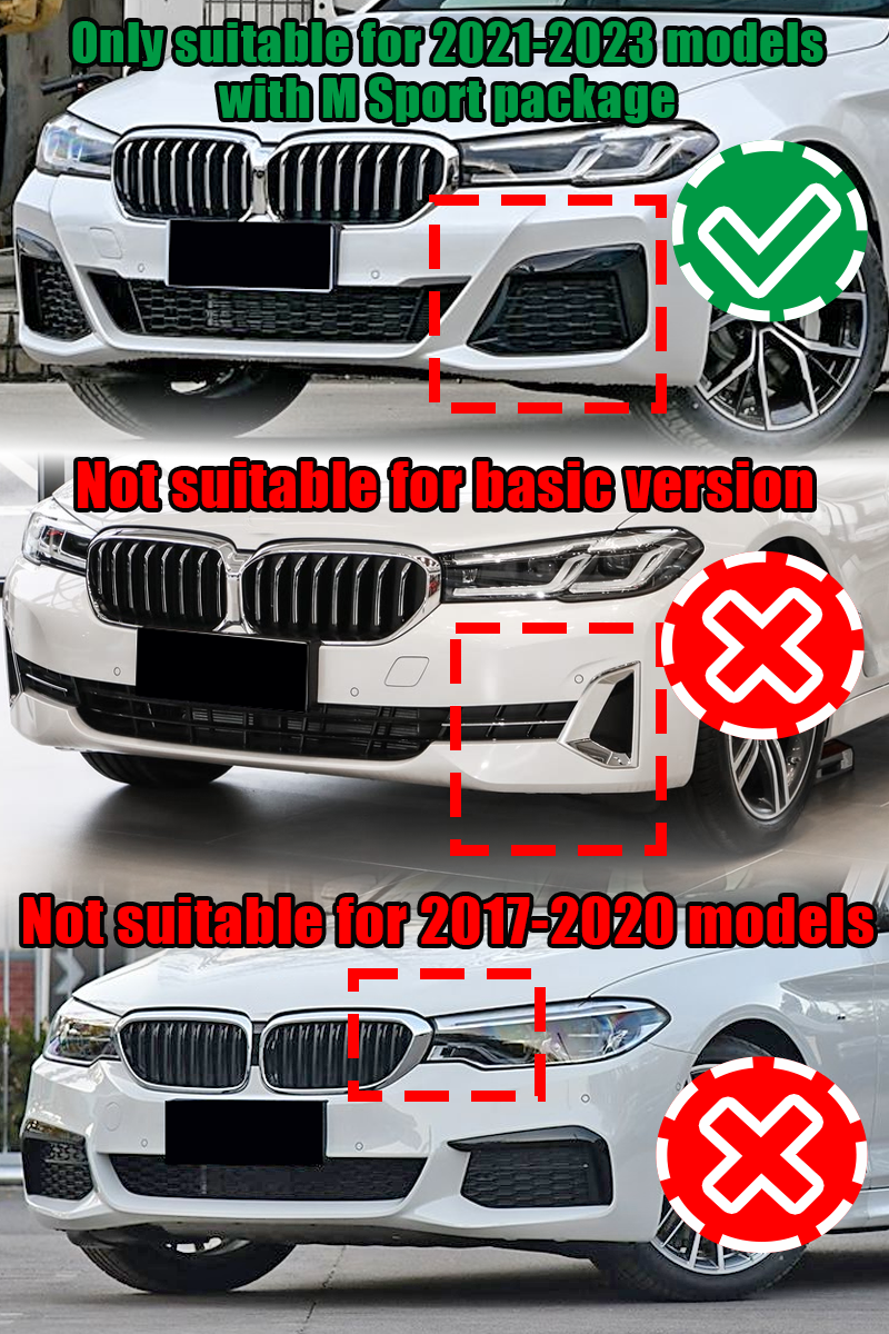 Gloss Blk Front Bumper Spoiler Lip For BMW 5 Series G30 540i M