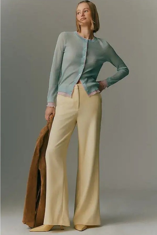 Maeve From Anthropologie Flat Front Trousers Women's Size 2 Pale Yellow NEW