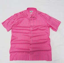 VTG MUGLER Thierry Mugler Men s Pink Gingham Check Shirt Sz 42 Cotton Epaulettes