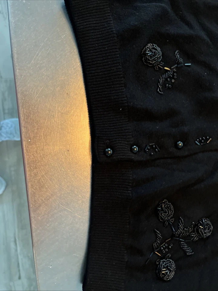 Cárdigan vintage Marshall Field & Co. con cuentas/forrado 100 % cachemir. Pequeño Foto 4 de 4