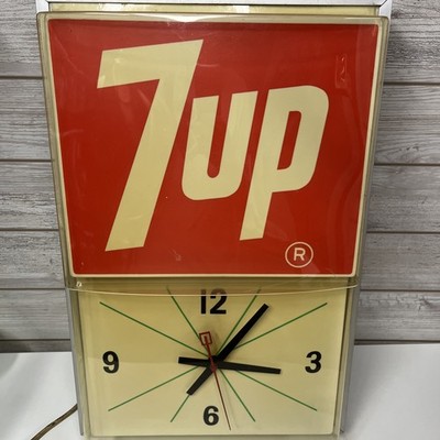 7up wall clock American Sign Industries Vintage Red Clock Works Needs New Bulb