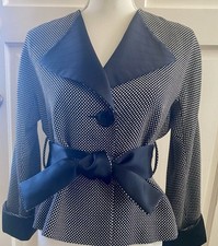 VTG Giorgio Armani Ladies Suit Jacket-black/check Wool W/ Black Satin Collar-4