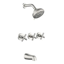 3 Handles Shower Faucet Set with Tub Spout Bathtub Shower Faucets Combo Set S...