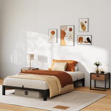 Steel Platform Bed Frame Twin King Size with Storage Space Sturdy Slat Support