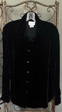 FIELD MANOR MODERN CLASSICS VTG Black Silk/Rayon Blend Button Up Blouse Size M