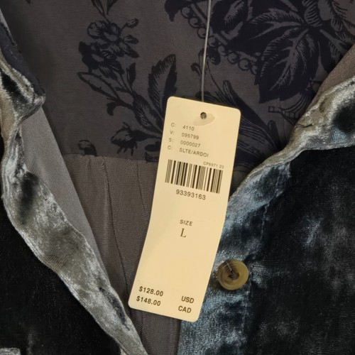 Anthropologie Pilcro Hadley Velvet Shirt Blue Large NWT Button Down Relaxed Fit - Picture 11 of 15