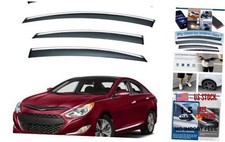 4pcs Smoke Tint with Chrome Trim Outside Mount For 2011-2015 Hyundai Sonata