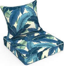 Outdoor Deep Seat Cushion 22"x22"x4" Patio Seat and Back Cushion Set Seasonal