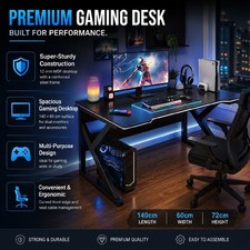 Eeeza Gaming Desk Computer Desks Table Study Home Ofiice Stand Table 140CM — image 6