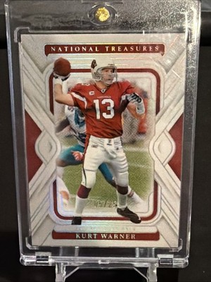KURT WARNER 05/25 # MATCH #3 NATIONAL TREASURES HOLO RED PERFECT CONDITION FIRE