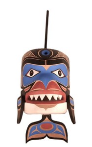 Northwest Coast Cedar Orca Whale - Wolf Mask By Wilson "Buddy" George