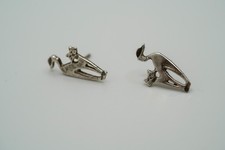 Vintage Sterling Silver Cat Stud Earrings 1.7...