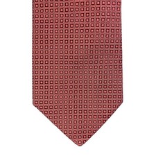 Brown & Church Ltd Mens Red Black Geometric Silk Cotton Tie Made in USA RN54726