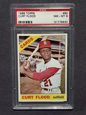1966 Topps #60 Curt Flood PSA-8 NM-MT St. Louis Cardinals HOF