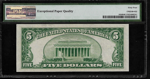 US 5 $ 1953A PMG 64 EPQ UNC Fr #1656 Silver Certificate Priest/Anderson - Picture 2 of 4
