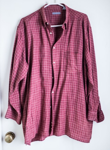 Martin Gordon men's red plaid linen casual long sleeve shirt size XL - Bild 1 von 7