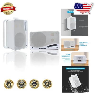 All-Weather 200 Watt Outdoor Speakers with Easy Installation - White Finish