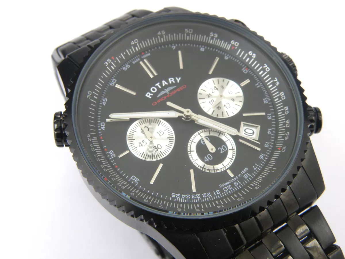 Rotary GB03778 04 Gents Black Aquaspeed Chrono Watch 100m