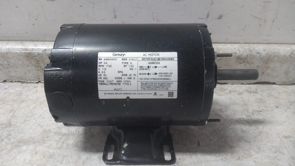 Century OS2074 3/4 HP 1725 RPM 115VAC Split-Phase Belt Drive Motor (C) - Image 3 of 4