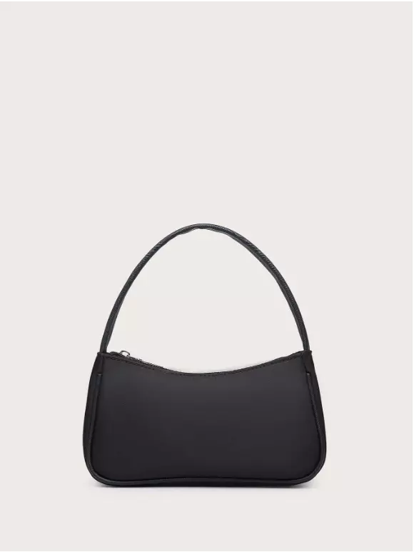 black zippered shoulder bag