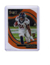 2020 Select Field Level Orange Prizm Die Cut Tim Patrick Rookie    Card 375. rookie card picture