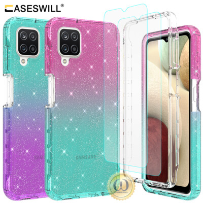 For-Samsung Galaxy A12 M12 F12 Gradient Glitter Case Cover