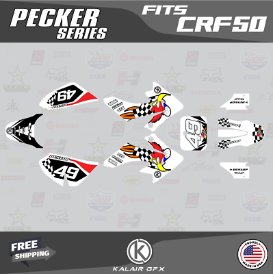 Graphics Kit for Honda CRF50 (2004-2012) or (2013+) Pecker - White
