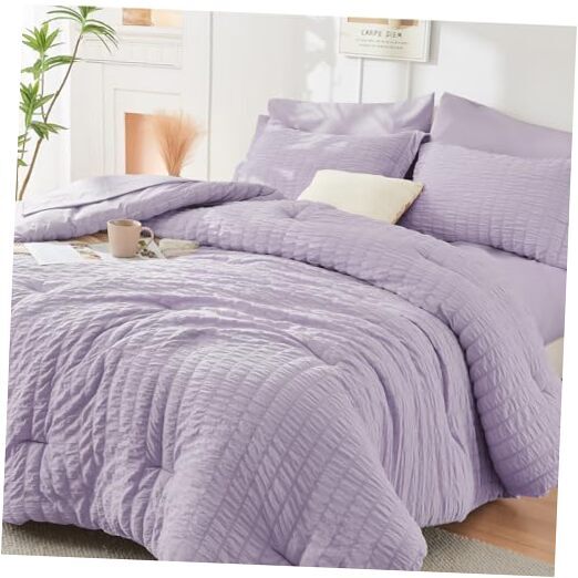 Queen Comforter Set Seersucker 7 Pieces, All Season Queen(88