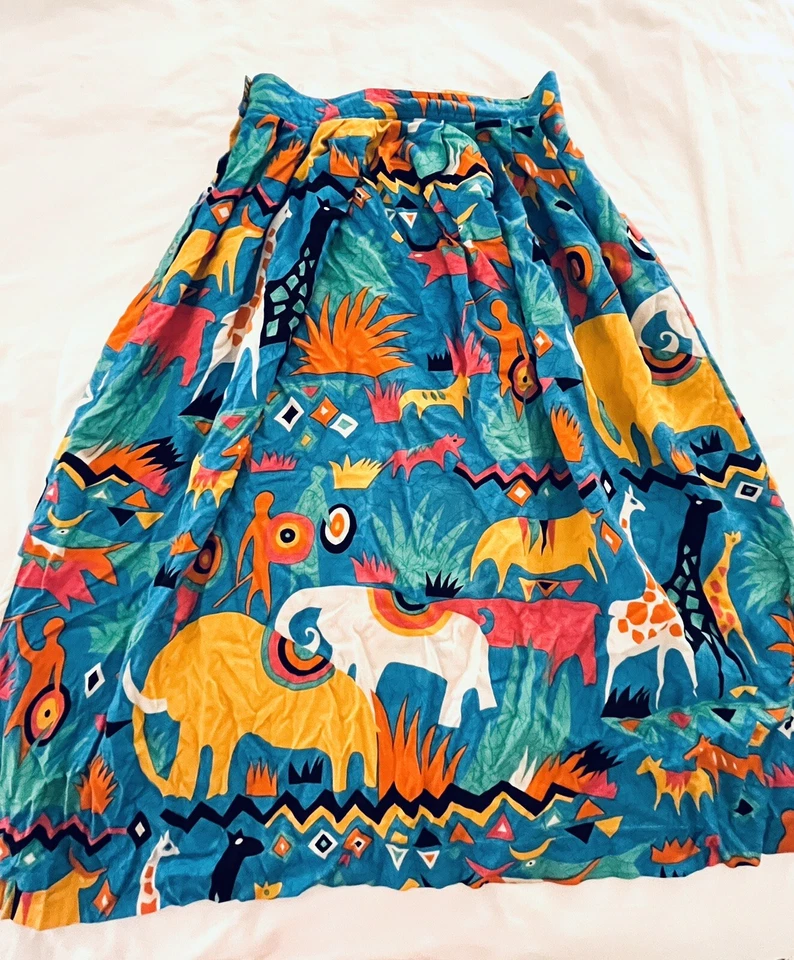 Vintage 80’s colorful safari skirt by Michelle Stuart size 8 - Image 3 of 4