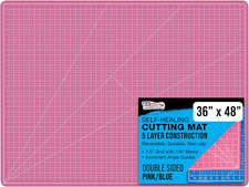 36" X 48" Self-Healing Cutting Mat 5-Ply - Double-Sided Pink/Blue Craft Mat, Non