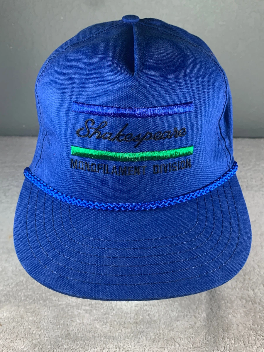 Vintage Shakespeare Monofilament Division Fishing Hat Cap Blue Green Strap  Back