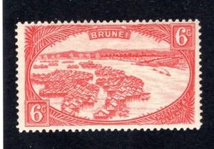 Brunei 1931 6c red View of Brunei, Scott 60 MH, value = $13.00