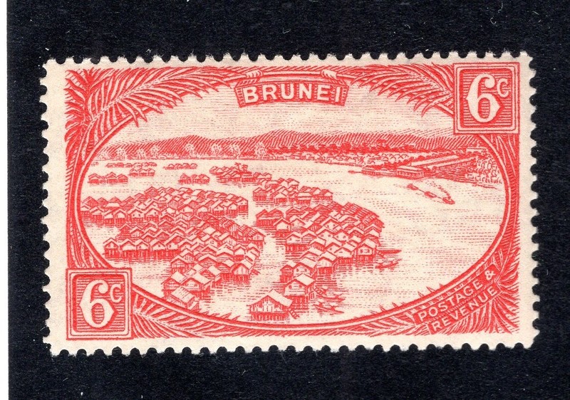 Brunei 1931 6c red View of Brunei, Scott 60 MH, value = $13.00