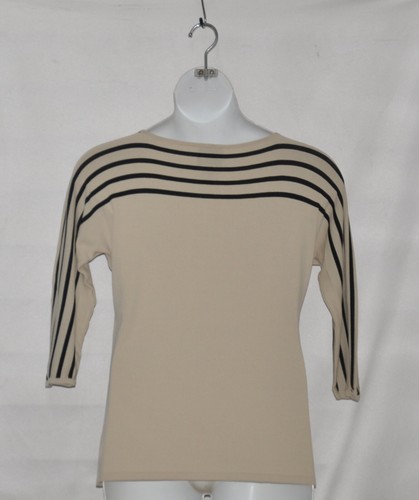 Linea by Louis Dell'Olio Horizontal Stripe Sweater Size S Natural/Black - Picture 2 of 2