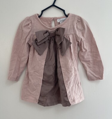 Heirlooms by Polly Flinders Bow Front Pleated Shoulder Long Sleeve Top Pink 18 M