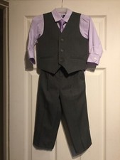 Exceptional Duck & Dodge Suit Shirt Tie Waistcoat Trousers 4 Piece Set Aged 2-3