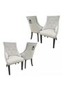 Set Of 6 Bentley Velvet Dining Chair Light Grey Wood Leg Back Ring Knocker