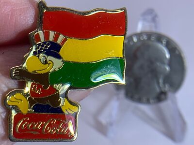 Olympic Memorabilia LA 1984 Flags Bolivia COCA-COLA Vintage Gold Tack Pin V-7466
