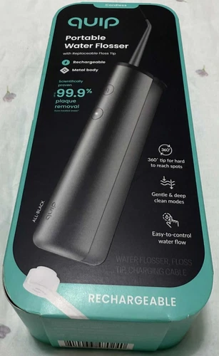 Quip Rechargeable Cordless Water Flosser Metal | 2 Modes + 360º Tip NEW SHIPPING