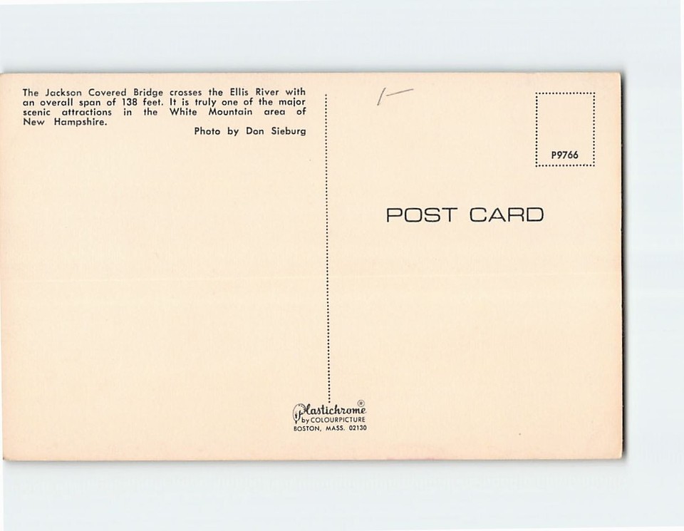 Postcard Jackson Covered Bridge Ellis River White Mountain Area New