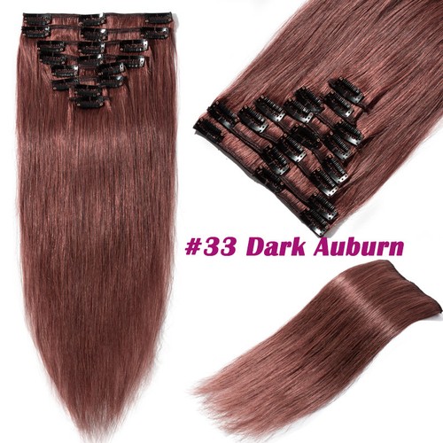 100% Natural 8pcs Clip In Real Remy Human Hair Extensions Full Head Brown Blonde - Picture 19 of 25
