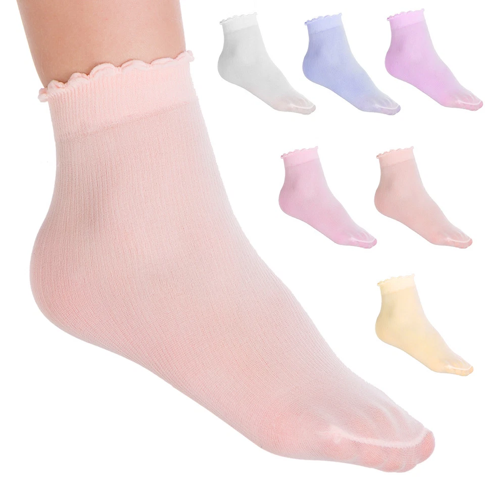 FUTURO FASHION Mädchen tief geschnittene Rüschensocken dünn elastisch Pastellfarben 5er-Pack FS1306