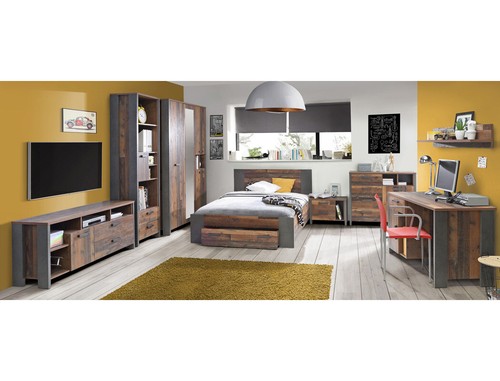 Jugendbett Cedric 57 Vintage braun 140x200 cm Singlebett mit Schubkasten Nako - Bild 4 von 6