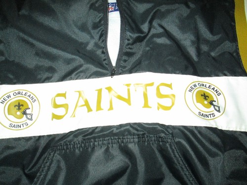 NEW ORLEANS SAINTS Vtg 80s 1990s Pullover DELONG Jacket sweater TALON USA S EUC - Picture 5 of 7
