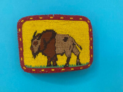 Buffalo beaded belt buckle Buffalo Skull Design #beaded #beltbuckle #handmade #native  main image 4